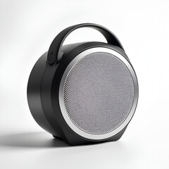 A portable speaker, isolated on a white surface, with a smooth finish and minimal shadow.
