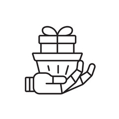 A vector icon representing smart holiday gift offering or delivery, created in line style with editable stroke