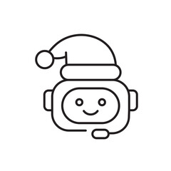 A vector icon representing an AI-powered marketing assistant robot, created in line style with editable stroke