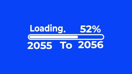 Loading bar from 2055 to 2056 new year transfer animation.percent progress bar progress 2055 to 2056 indicator animation on green background.Loading Bar Progress.