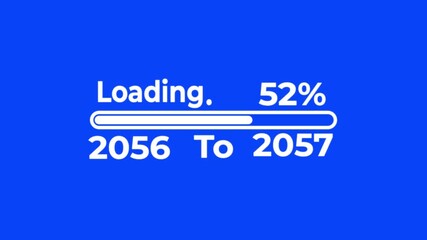 Loading bar from 2056 to 2057 new year transfer animation.percent progress bar progress 2056 to 2057 indicator animation on green background.Loading Bar Progress.