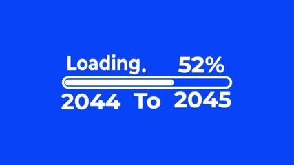 Loading bar from 2044 to 2045 new year transfer animation.percent progress bar progress 2044 to 2045 indicator animation on green background.Loading Bar Progress.