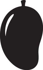 Silhouette of a Mango Fruit on White Background Keywords: mango, fruit, silhouette, food, tropical, sweet, healthy, organic, natural, edible, produce, harvest, ripe, also transparent background