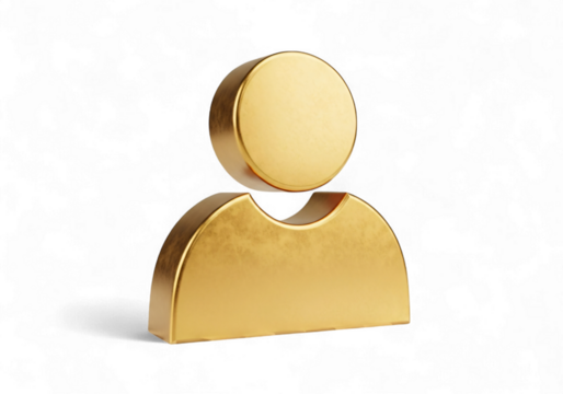 Golden profile icon shines, perfect for user interface design and social media profile enhancement, add a touch of luxury and sophistication to your digital projects now