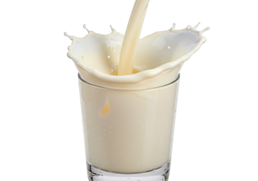 a hyper-detailed, high-speed macro photograph of a stream of opaque white chocolate milk forming a perfect crown splash in a highball glass, isolated on a white background. concept for luxury