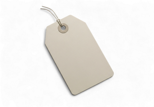 Blank beige tag with string, perfect for product pricing, gift giving occasions, or creating custom labels for handmade items, adding a personal touch and professional finish - Powered by Adobe