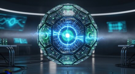 Futuristic energy core glowing with electric power, a visual metaphor for cutting-edge technology and innovation with dynamic vibrant energy solutions