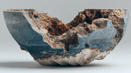 Drained jack shell with concave face and broken base aligned on white