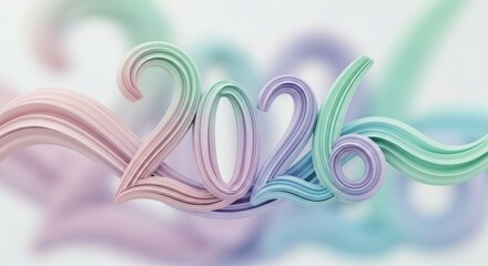 Pastel 2026 year design offers a fresh start and inspirational theme, conveying optimism and future goals with abstract flowing elegance and artistic expression