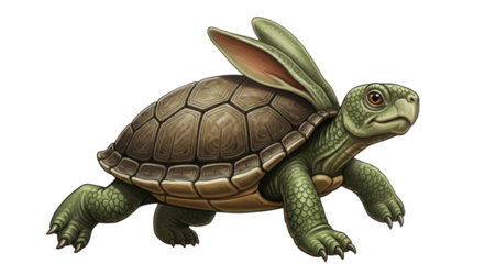 Illustration of a turtle with rabbit ears isolated PNG with Transparent Background
