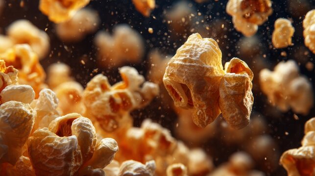 Close-up macro shot of popcorn. National Popcorn Day. popcorn 