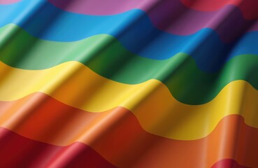 Rainbow flag waves gently symbolizing LGBTQ rights and equality. Colors represent diversity of sexual orientations and gender identities. International Day against Homophobia, Transphobia, Biphobia.
