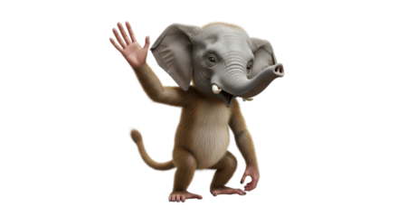 Elephant costume character waving isolated PNG with Transparent Background