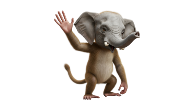 Elephant costume character waving isolated PNG with Transparent Background