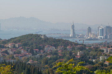 QINGDAO, CHINA OCTOBER 20, 2023: Residential district in Qingdao, China from the top