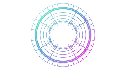 Gradient Futuristic Circular HUD &ndash; Multicolor Cyber Interface Ring for Sci-Fi UI, Dashboard Visuals, and High-Tech Data Systems
