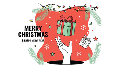 Christmas Celebration with Gifts and Festive Decorations - Wishing You a Merry Season!