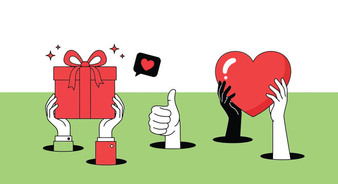 Giving and Receiving A Visual Metaphor of Gifts, Likes, and Love in a Community Setting