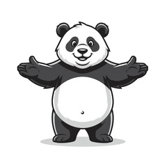 Adorable panda cartoon character with welcoming pose, perfect for children's books, educational materials, or playful branding with a friendly, inviting feel