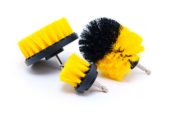 Brush attachments for power drill for cleaning surfaces