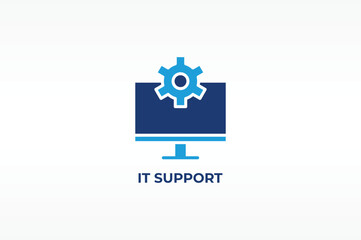 IT SUPPORT vector, icon or logo sign isolated symbol illustration
