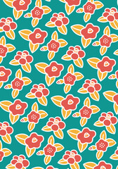 かわいい手描きの椿背景パターン