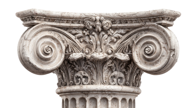 ancient greek column isolated on white background