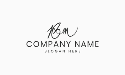 BM Signature Logo – Handwritten Initial Letter Monogram, Modern Minimal Branding, Elegant Company Identity Template