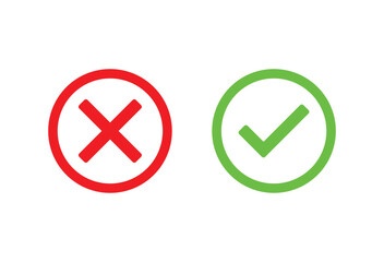 Red cross and green check icons set vector illustration