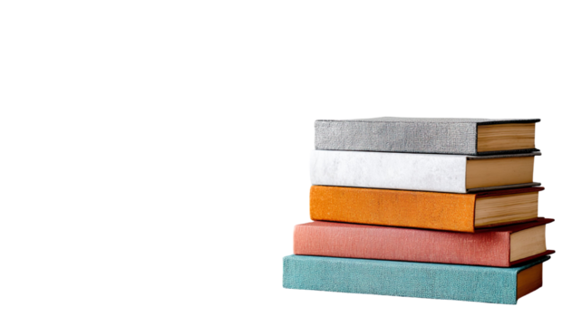 stack of books isolated on white background