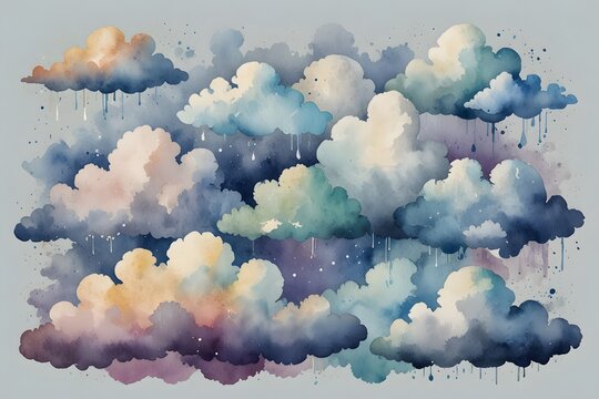 Playful clouds of different shapes and sizes