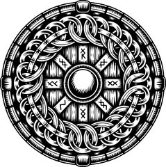 Norse shield silhouette vector illustration