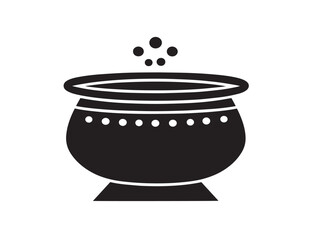 Traditional Beautiful Pongal Festival Icon with Elegant Black and White Style