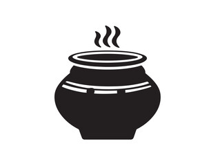 Gorgeous Pongal Celebration Symbol in Clean Simple Monochrome Illustration
