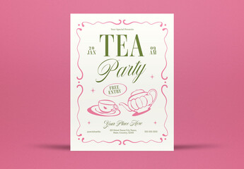Beige Handdrawn Tea Party Flyer Layout