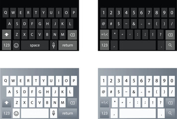 Phone keyboard, alphabet buttons and numbers in flat style, vector, illustration