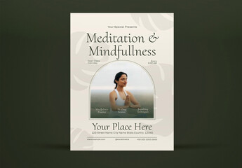 Beige Minimal Meditation & Mindfullness Flyer Layout