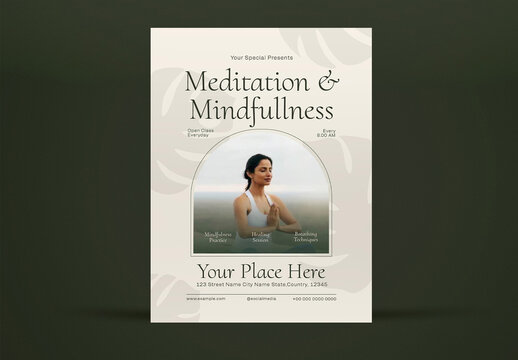 Beige Minimal Meditation & Mindfullness Flyer Layout