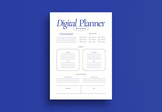 Blue And White Minimalist Digital Planner