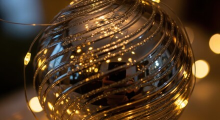 Elegant Christmas ornament with sparkling lights brings warmth and joy to the holidays, perfect for festive designs and seasonal campaigns