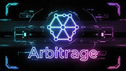 Arbitrage Concept Visualized Futuristic Digital Design of Networked Cryptocurrency Trading