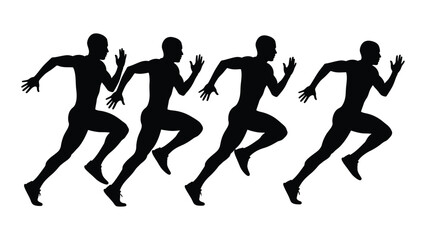 Running men silhouettes illustration isolated on white background, Vector