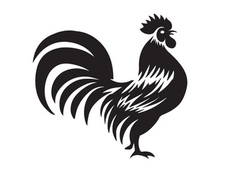 Gorgeous Minimal Rooster Illustration in Stylish Bold Black and White
