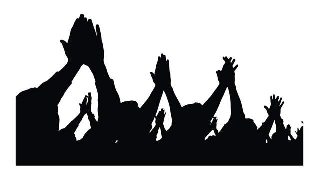 Applauding crowd silhouette isolated on white background, Vector