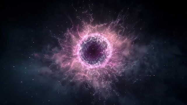 Abstract glowing energy circle seashell vortex in deep space