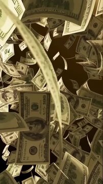 Falling Dollar Bills Background &ndash; Vertical Financial Money Rain Animation