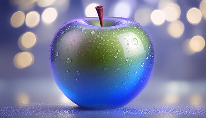 illustration green apple on colorful background