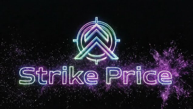 Neon Strike Price Logo Financial Precision and Market Analysis Symbol in a Dynamic Design