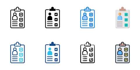 Assessment test icon set multiple style collection 
