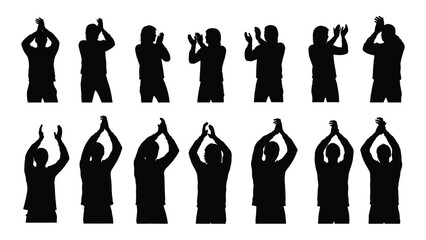 Clapping people silhouettes isolated on white background, Vector